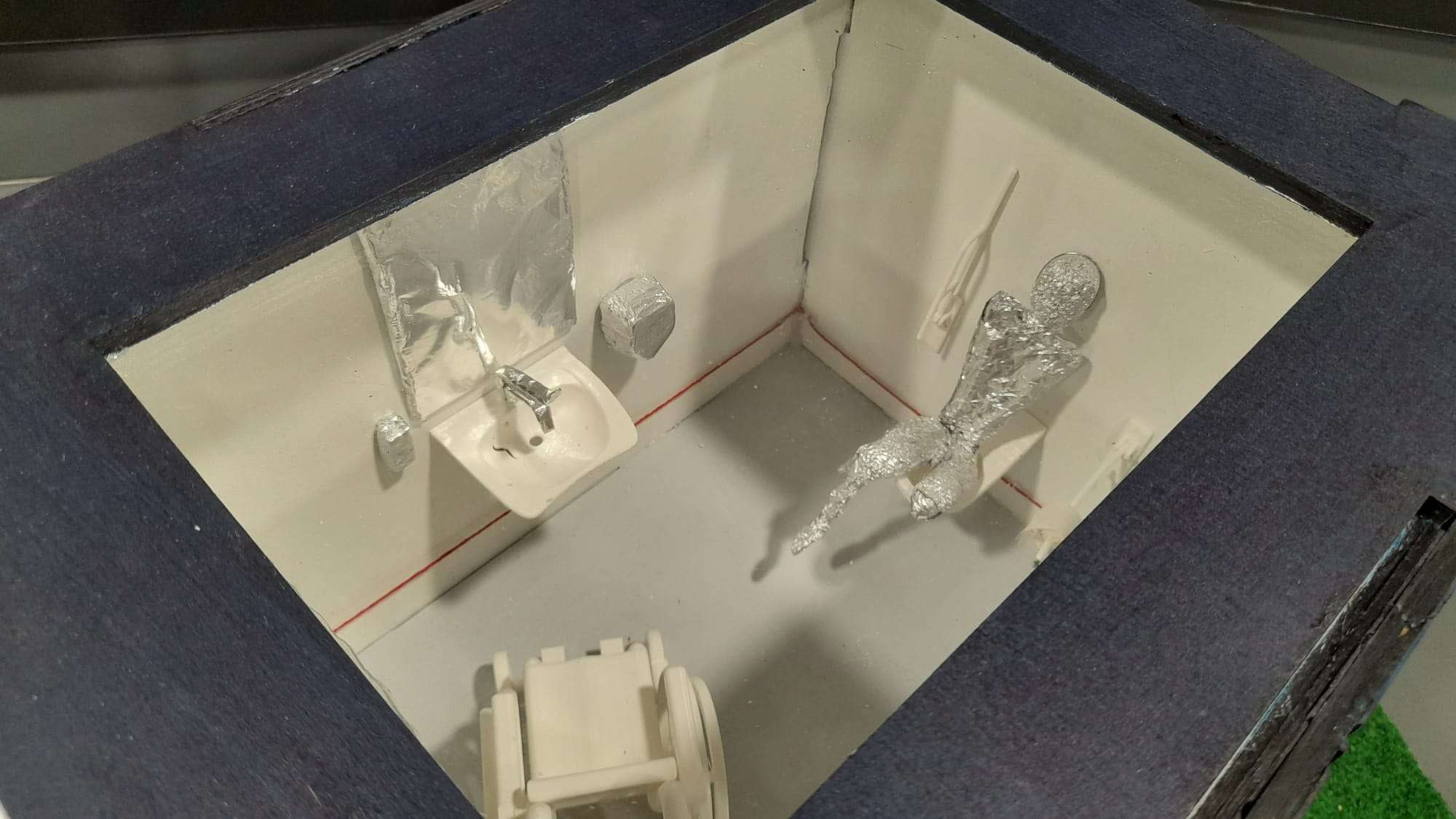 Interior layout, bird's-eye view of the scale model